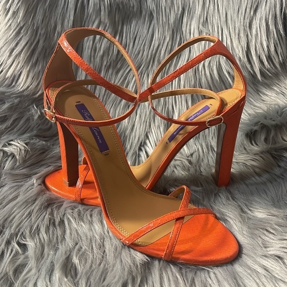 Ralph Lauren Purple Label Ardelisa Ayers Snakeskin Sandal Bright Orange EU 39.5 - Picture 6 of 16
